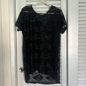 J. Valdi black crochet swim coverup size Large
